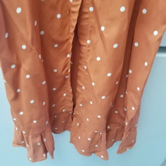 For Love and Lemons Natalia Midi Polka Dot Orange Saffron Dress XS - Picture 8 of 14